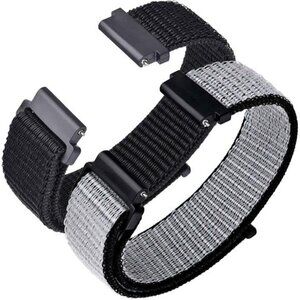 Nylon Sport Loop Watch Bands, 2 Packs Quick Release Adjustable Strap Black Gray